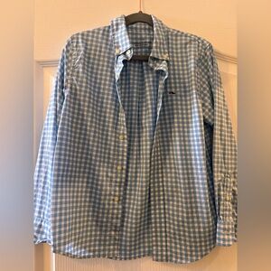 Vineyard Vines Light Blue Gingham Boys Whale Shirt